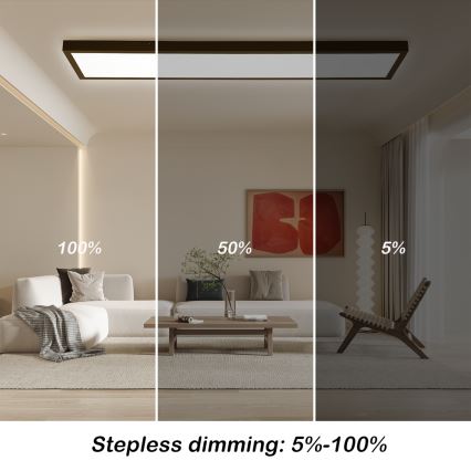 Brilagi - Plafoniera LED dimmerabile da bagno FRAME SMART LED/50W/230V 30x120 cm 3000-6000K IP44 nero + telecomando