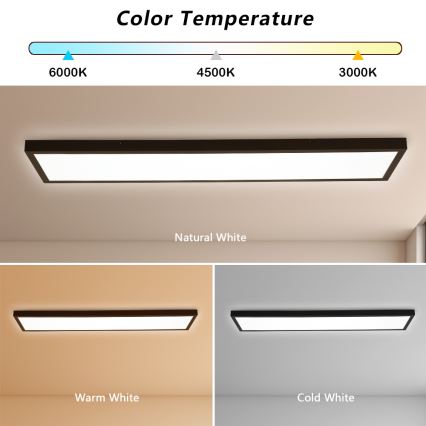 Brilagi - Plafoniera LED dimmerabile da bagno FRAME SMART LED/50W/230V 30x120 cm 3000-6000K IP44 nero + telecomando