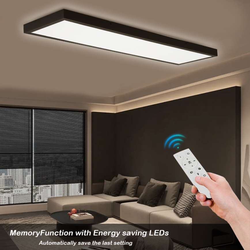 Brilagi - Plafoniera LED dimmerabile da bagno FRAME SMART LED/50W/230V 30x120 cm 3000-6000K IP44 nero + telecomando