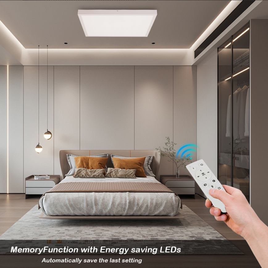 Brilagi - Plafoniera LED dimmerabile da bagno FRAME SMART LED/50W/230V 60x60 cm 3000-6000K IP44 bianco + telecomando