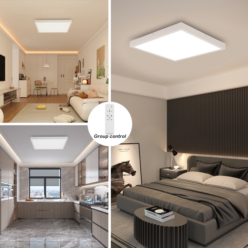 Brilagi - Plafoniera LED dimmerabile da bagno FRAME SMART LED/50W/230V 60x60 cm 3000-6000K IP44 bianco + telecomando