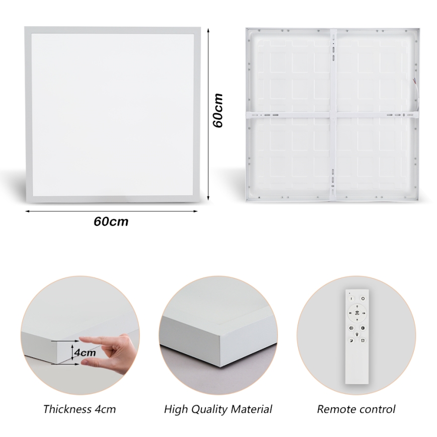 Brilagi - Plafoniera LED dimmerabile da bagno FRAME SMART LED/50W/230V 60x60 cm 3000-6000K IP44 bianco + telecomando
