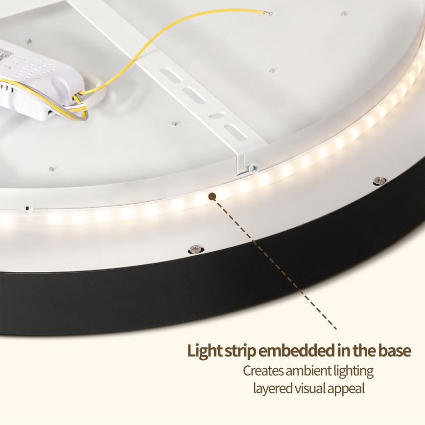 Brilagi - Plafoniera LED dimmerabile GLASS POOL DOUBLE LED/48W/230V 3000-6000K 40 cm nero + telecomando