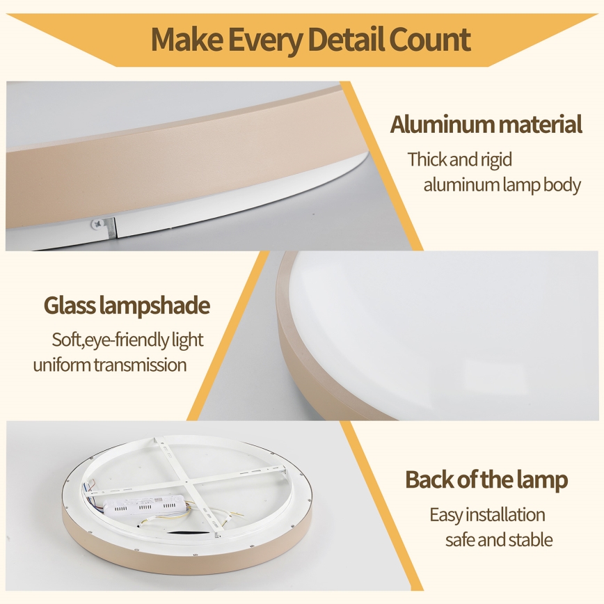 Brilagi - Plafoniera LED dimmerabile GLASS POOL DOUBLE LED/60W/230V 3000-6000K 50 cm beige + telecomando