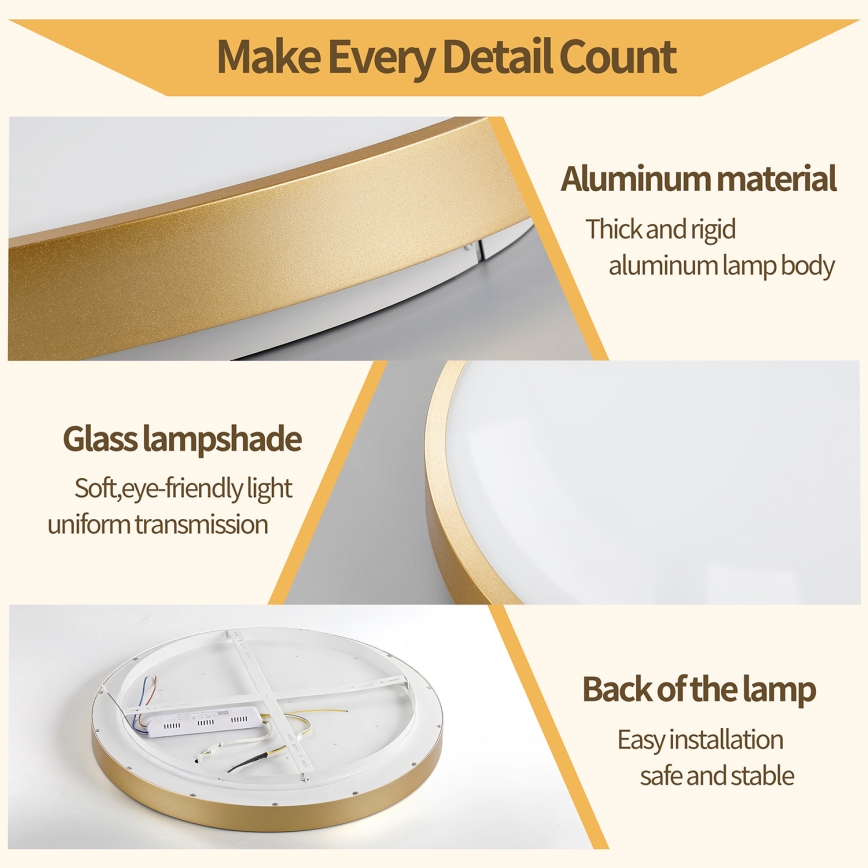 Brilagi - Plafoniera LED dimmerabile GLASS POOL DOUBLE LED/80W/230V 3000-6000K 60 cm dorata + telecomando