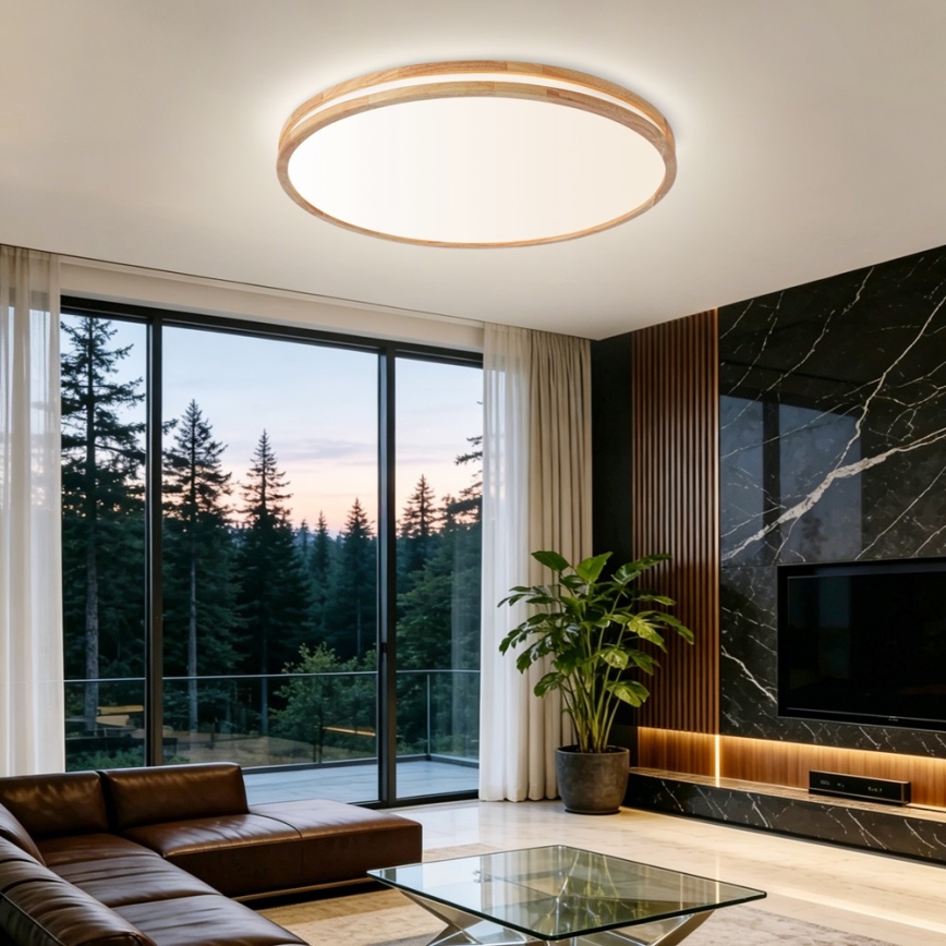 Brilagi - Plafoniera LED dimmerabile MOLINA LED/100W/230V 3000-6000K rovere Ø 80 cm + telecomando