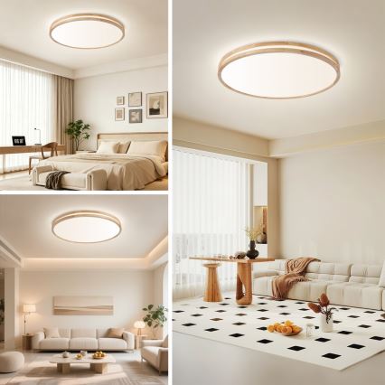Brilagi - Plafoniera LED dimmerabile MOLINA LED/100W/230V 3000-6000K rovere Ø 80 cm + telecomando