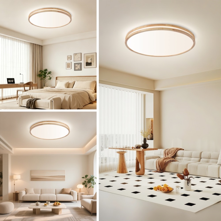 Brilagi - Plafoniera LED dimmerabile MOLINA LED/100W/230V 3000-6000K rovere Ø 80 cm + telecomando