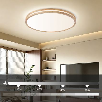 Brilagi - Plafoniera LED dimmerabile MOLINA LED/100W/230V 3000-6000K rovere Ø 80 cm + telecomando