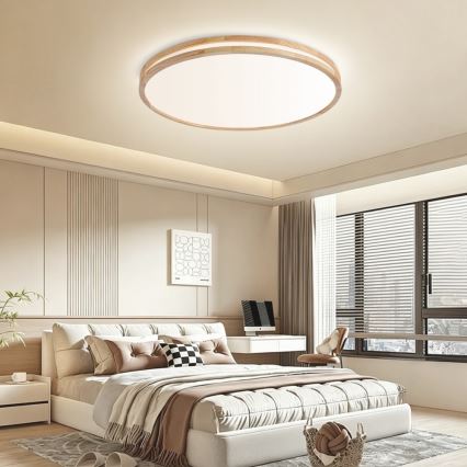 Brilagi - Plafoniera LED dimmerabile MOLINA LED/100W/230V 3000-6000K rovere Ø 80 cm + telecomando