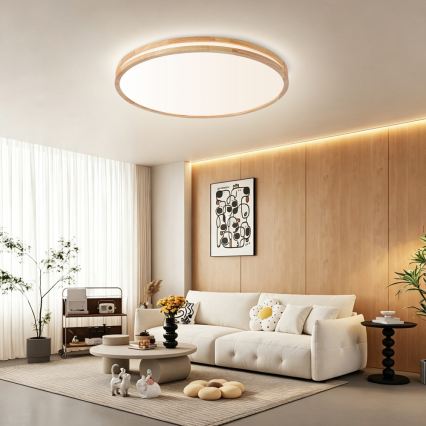 Brilagi - Plafoniera LED dimmerabile MOLINA LED/100W/230V 3000-6000K rovere Ø 80 cm + telecomando