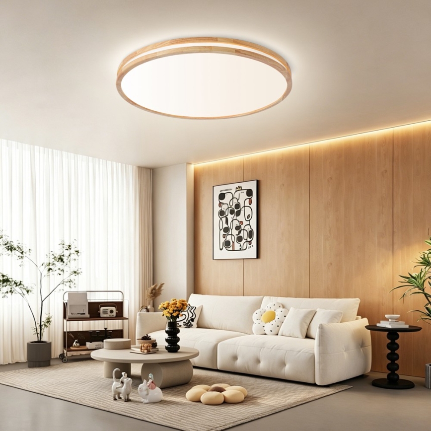 Brilagi - Plafoniera LED dimmerabile MOLINA LED/100W/230V 3000-6000K rovere Ø 80 cm + telecomando