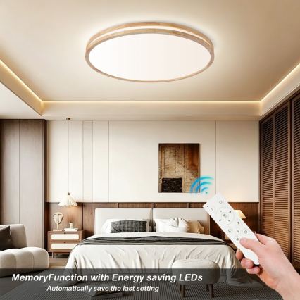 Brilagi - Plafoniera LED dimmerabile MOLINA LED/100W/230V 3000-6000K rovere Ø 80 cm + telecomando