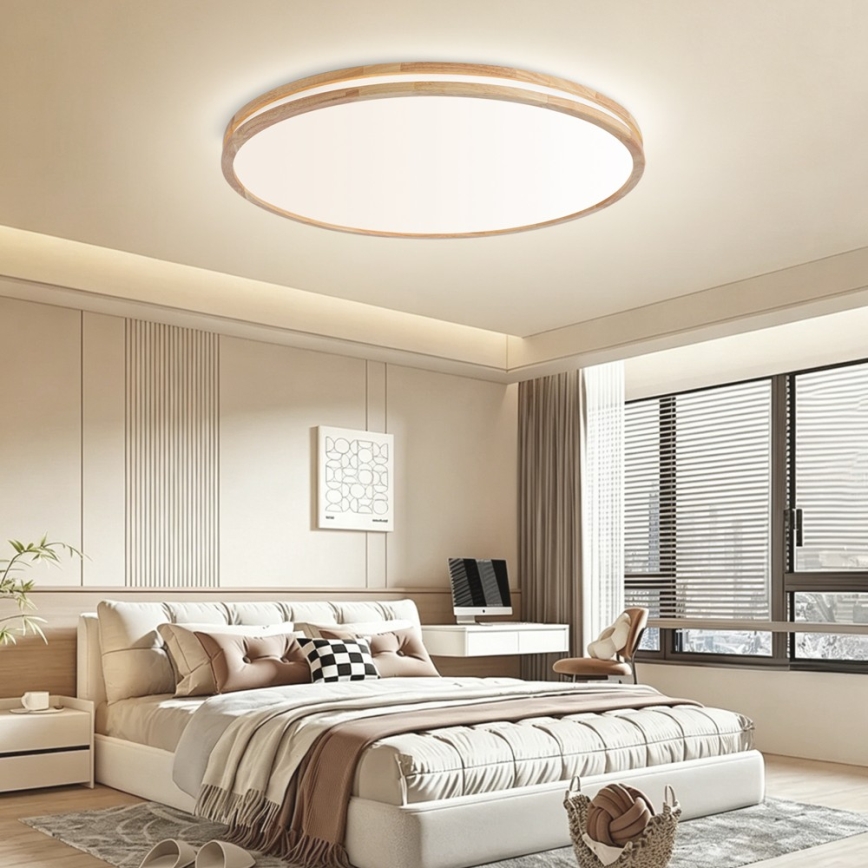 Brilagi - Plafoniera dimmerabile a LED MOLINA LED/128W/230V 3000-6000K rovere Ø 100 cm + telecomando