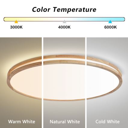 Brilagi - Plafoniera dimmerabile a LED MOLINA LED/128W/230V 3000-6000K rovere Ø 100 cm + telecomando