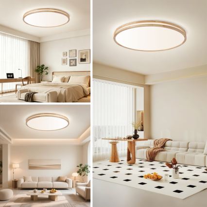 Brilagi - Plafoniera dimmerabile a LED MOLINA LED/128W/230V 3000-6000K rovere Ø 100 cm + telecomando
