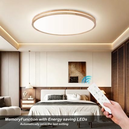 Brilagi - Plafoniera dimmerabile a LED MOLINA LED/128W/230V 3000-6000K rovere Ø 100 cm + telecomando