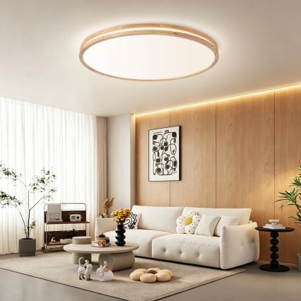 Brilagi - Plafoniera dimmerabile a LED MOLINA LED/128W/230V 3000-6000K rovere Ø 100 cm + telecomando