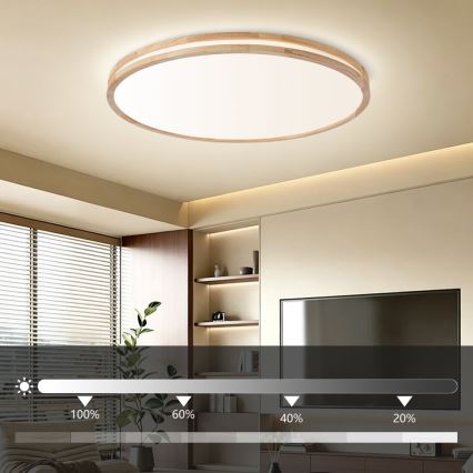 Brilagi - Plafoniera dimmerabile a LED MOLINA LED/128W/230V 3000-6000K rovere Ø 100 cm + telecomando