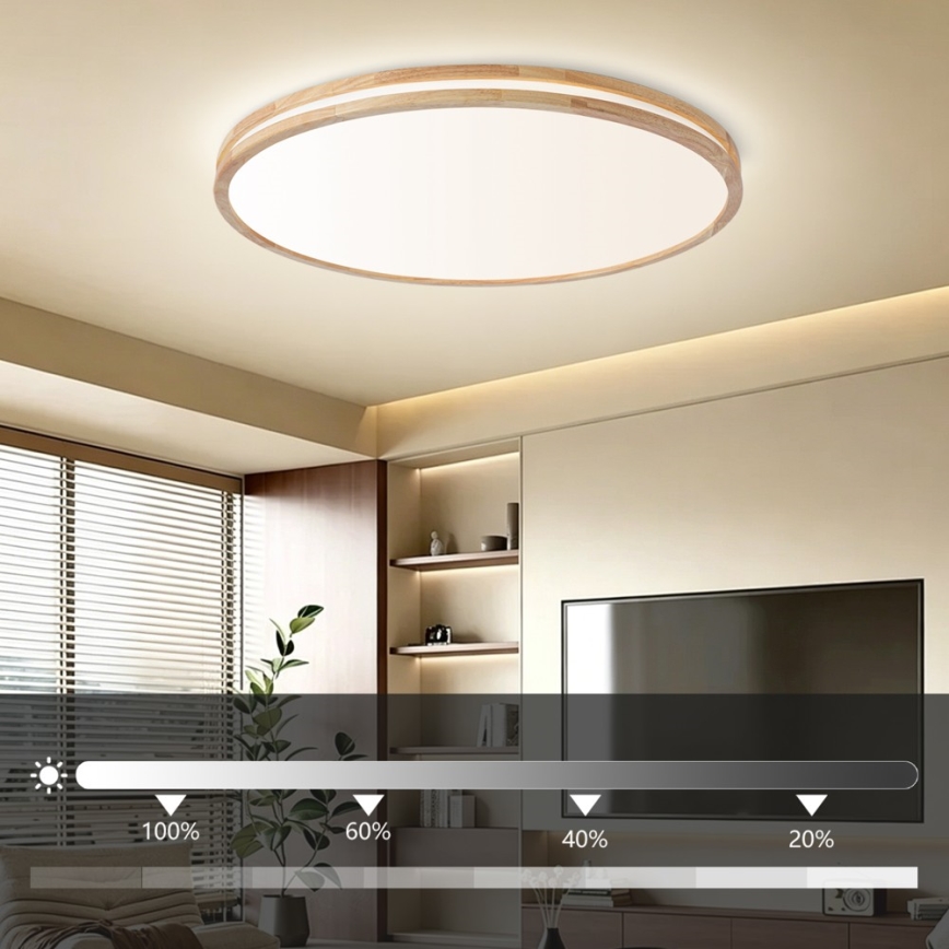 Brilagi - Plafoniera dimmerabile a LED MOLINA LED/128W/230V 3000-6000K rovere Ø 100 cm + telecomando