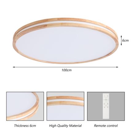 Brilagi - Plafoniera dimmerabile a LED MOLINA LED/128W/230V 3000-6000K rovere Ø 100 cm + telecomando