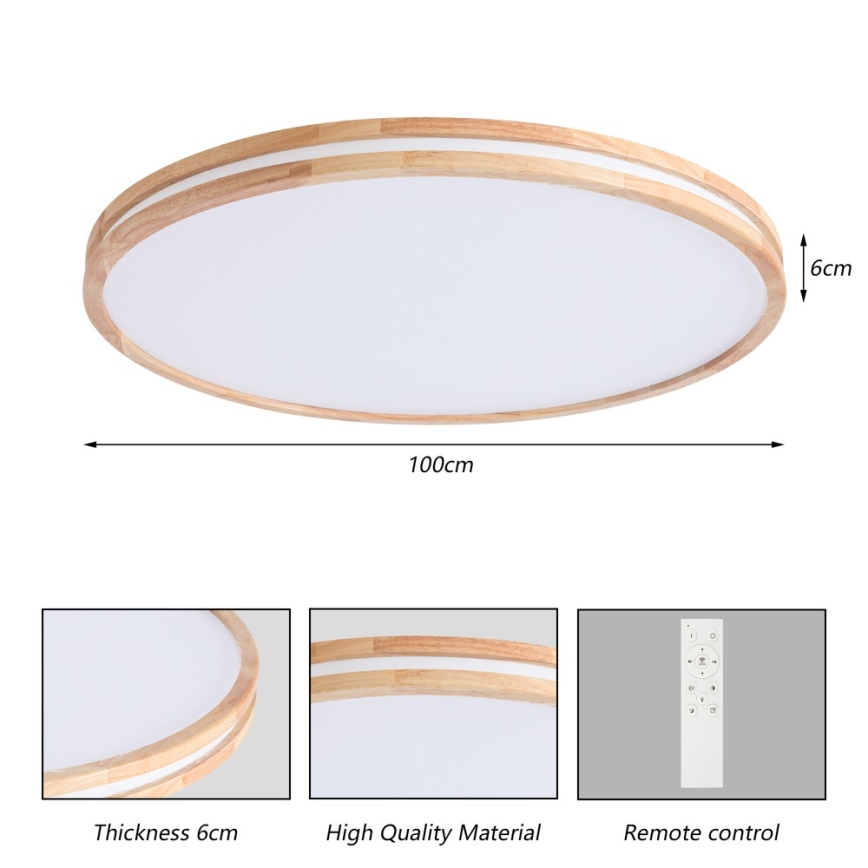 Brilagi - Plafoniera dimmerabile a LED MOLINA LED/128W/230V 3000-6000K rovere Ø 100 cm + telecomando