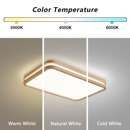 Brilagi - Plafoniera LED dimmerabile MOLINA SQUARE LED/54W/230V 3000-6000K rovere 60x40 cm + telecomando