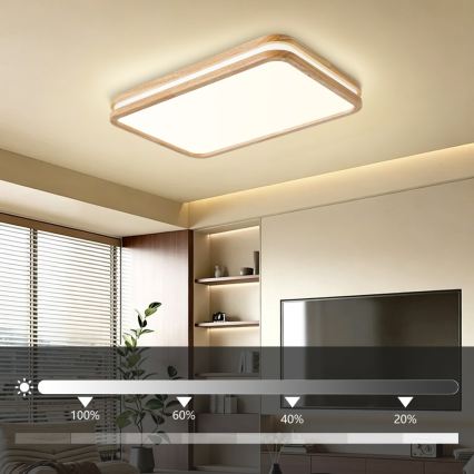 Brilagi - Plafoniera LED dimmerabile MOLINA SQUARE LED/54W/230V 3000-6000K rovere 60x40 cm + telecomando