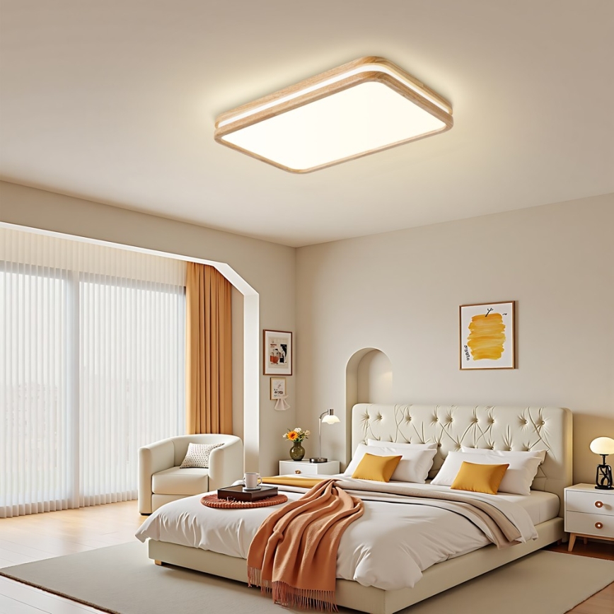 Brilagi - Plafoniera LED dimmerabile MOLINA SQUARE LED/54W/230V 3000-6000K rovere 60x40 cm + telecomando