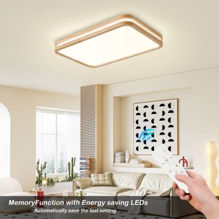 Brilagi - Plafoniera LED dimmerabile MOLINA SQUARE LED/54W/230V 3000-6000K rovere 60x40 cm + telecomando