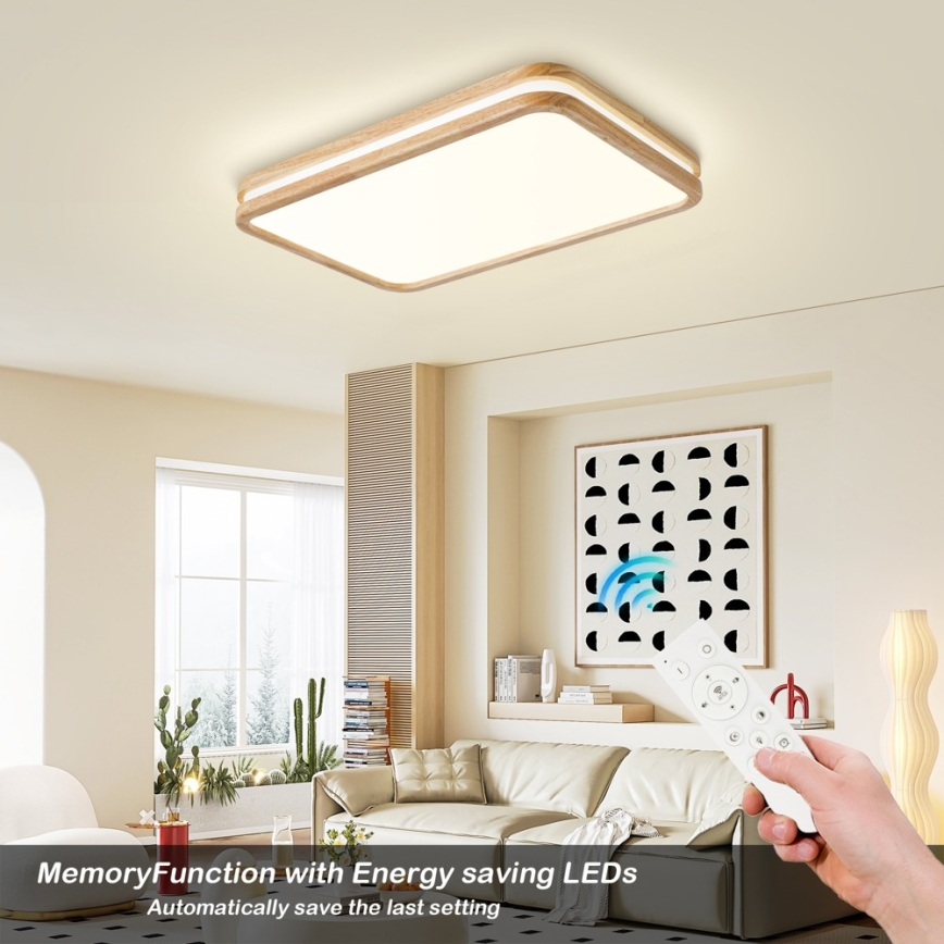 Brilagi - Plafoniera LED dimmerabile MOLINA SQUARE LED/54W/230V 3000-6000K rovere 60x40 cm + telecomando