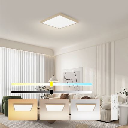 Brilagi - FRAME SMART Lampada da soffitto LED dimmerabile per bagno 50W/230V 60x60 cm 3000-6000K IP44 Beige + Telecomando