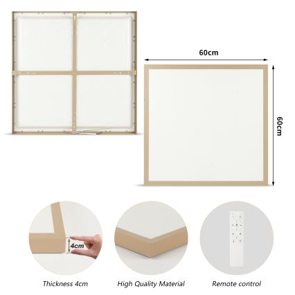 Brilagi - FRAME SMART Lampada da soffitto LED dimmerabile per bagno 50W/230V 60x60 cm 3000-6000K IP44 Beige + Telecomando