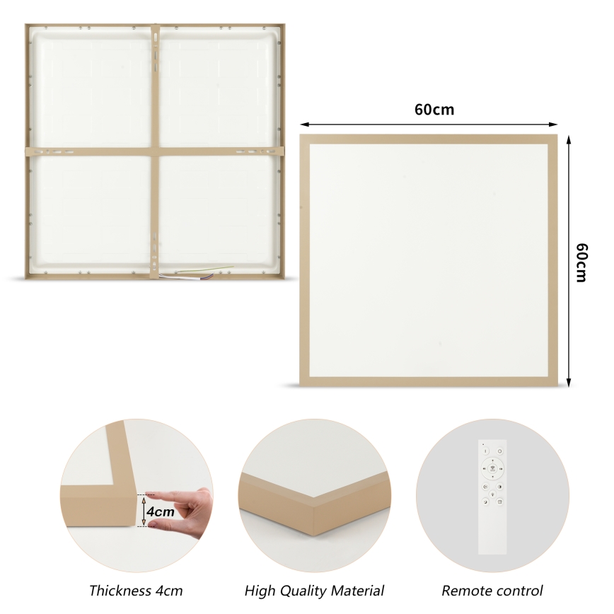 Brilagi - FRAME SMART Lampada da soffitto LED dimmerabile per bagno 50W/230V 60x60 cm 3000-6000K IP44 Beige + Telecomando
