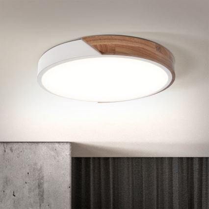Brilagi - Plafoniera LED dimmerabile PILANA LED/48W/230V rovere/bianco Ø 40 cm + telecomando