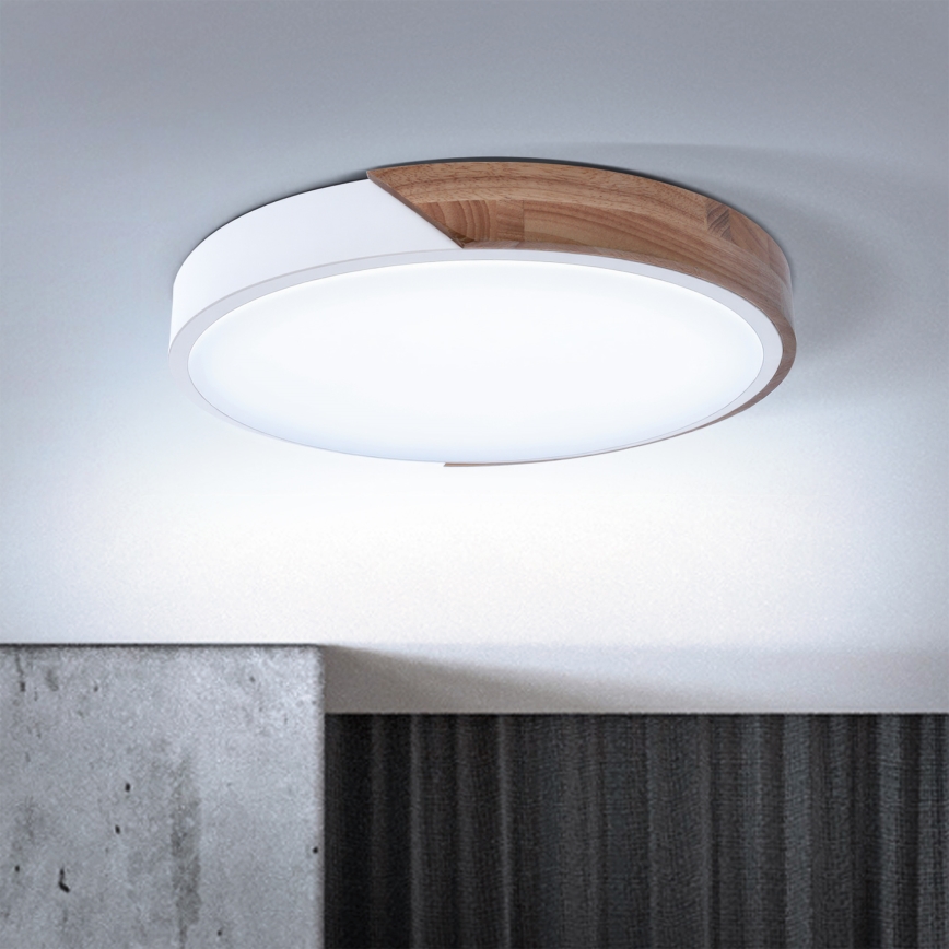 Brilagi - Plafoniera LED dimmerabile PILANA LED/48W/230V rovere/bianco Ø 40 cm + telecomando