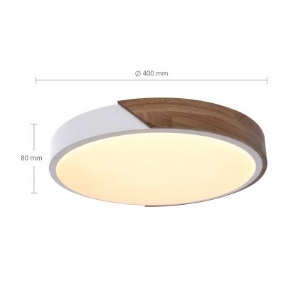 Brilagi - Plafoniera LED dimmerabile PILANA LED/48W/230V rovere/bianco Ø 40 cm + telecomando