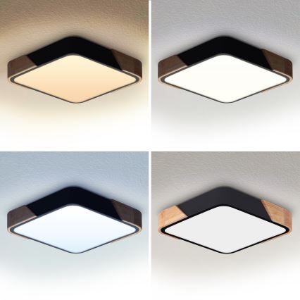 Brilagi - Plafoniera LED dimmerabile PILANA LED/48W/230V 3000-6500K rovere/nero 42x42 cm + telecomando