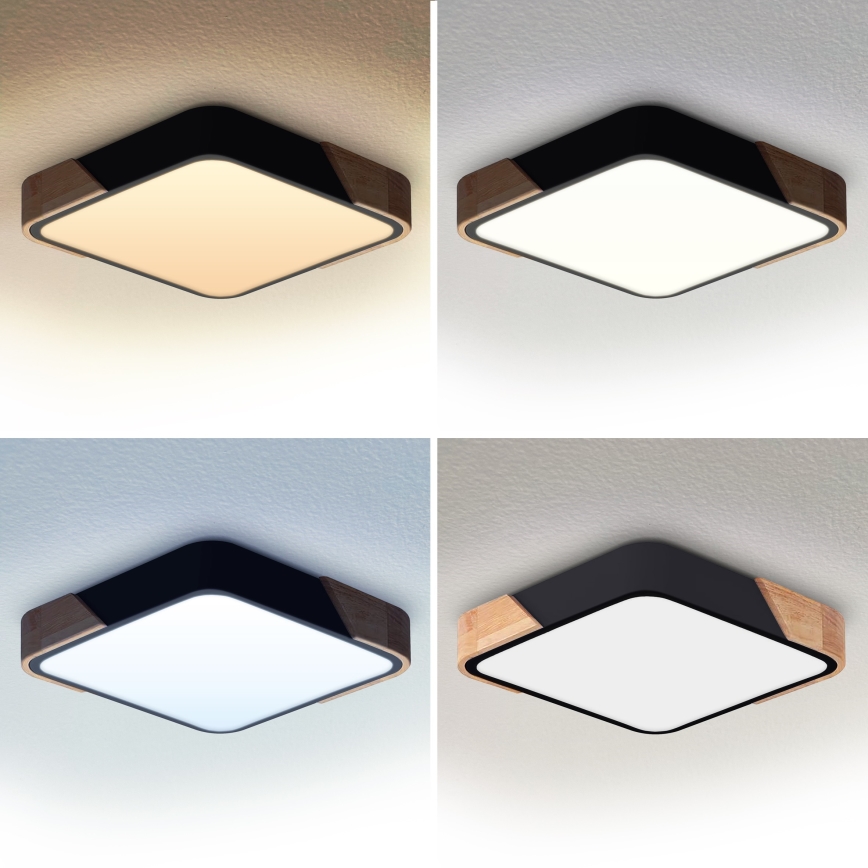 Brilagi - Plafoniera LED dimmerabile PILANA LED/48W/230V 3000-6500K rovere/nero 42x42 cm + telecomando
