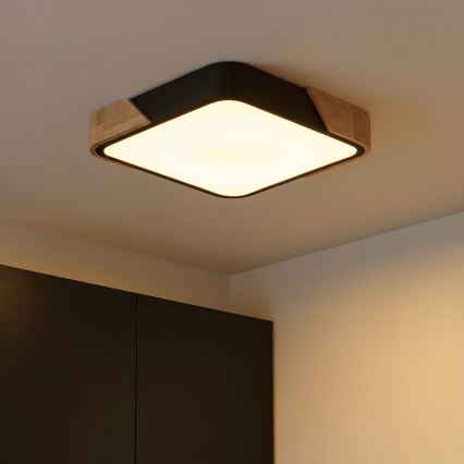 Brilagi - Plafoniera LED dimmerabile PILANA LED/48W/230V 3000-6500K rovere/nero 42x42 cm + telecomando