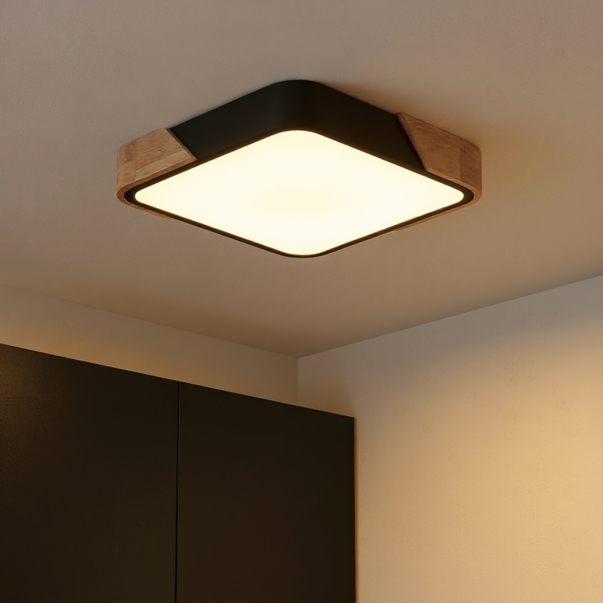 Brilagi - Plafoniera LED dimmerabile PILANA LED/48W/230V 3000-6500K rovere/nero 42x42 cm + telecomando