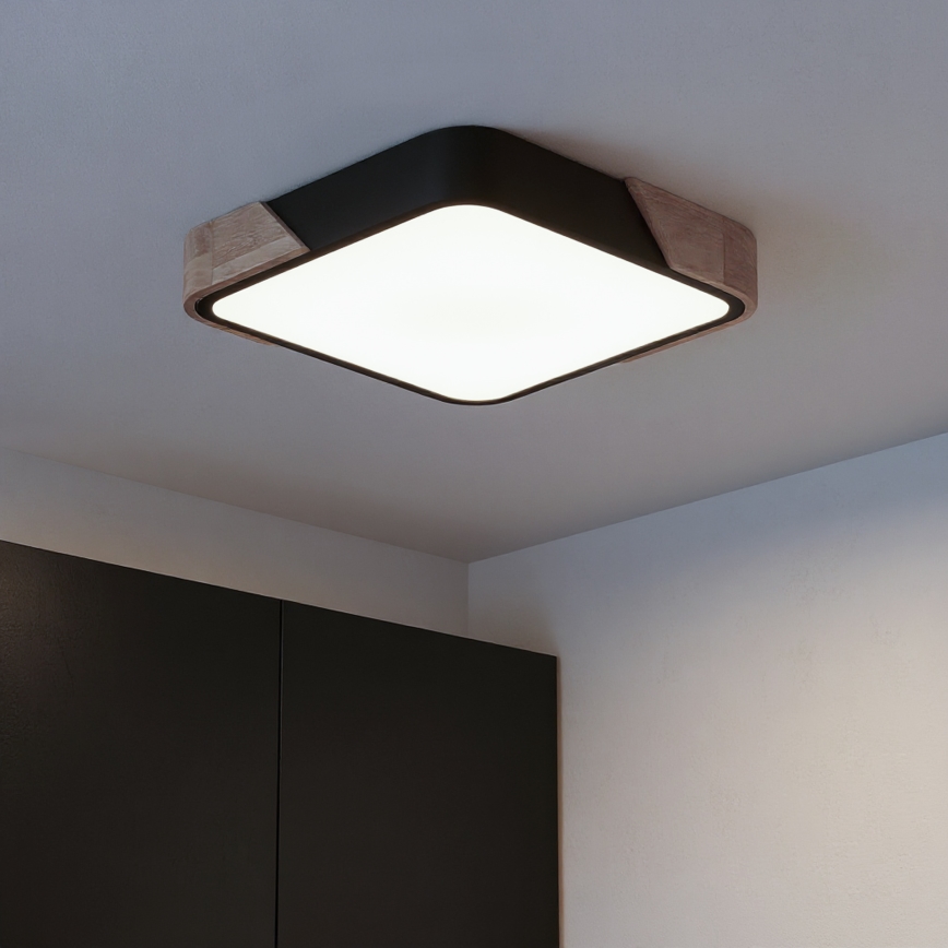 Brilagi - Plafoniera LED dimmerabile PILANA LED/48W/230V 3000-6500K rovere/nero 42x42 cm + telecomando