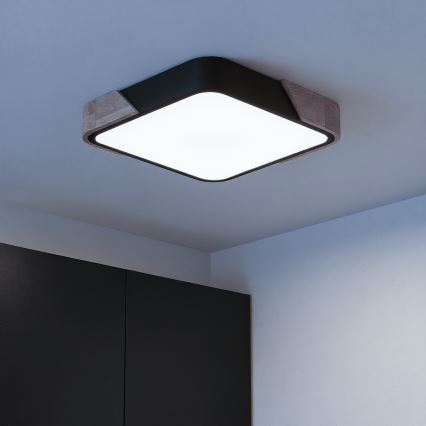 Brilagi - Plafoniera LED dimmerabile PILANA LED/48W/230V 3000-6500K rovere/nero 42x42 cm + telecomando