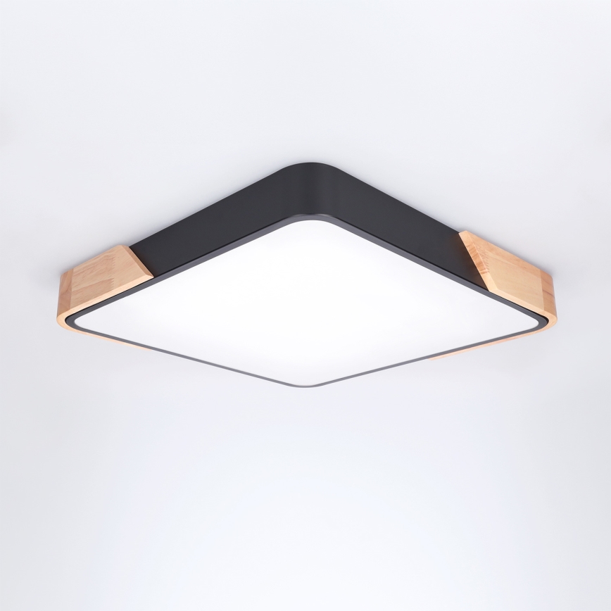 Brilagi - Plafoniera LED dimmerabile PILANA LED/48W/230V 3000-6500K rovere/nero 42x42 cm + telecomando