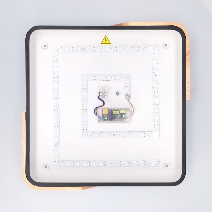 Brilagi - Plafoniera LED dimmerabile PILANA LED/48W/230V 3000-6500K rovere/nero 42x42 cm + telecomando
