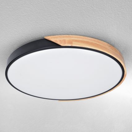 Brilagi - Plafoniera LED dimmerabile PILANA LED/60W/230V 3000-6500K rovere/nero diam. 58,5 cm + telecomando