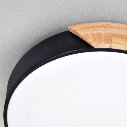 Brilagi - Plafoniera LED dimmerabile PILANA LED/60W/230V 3000-6500K rovere/nero diam. 58,5 cm + telecomando