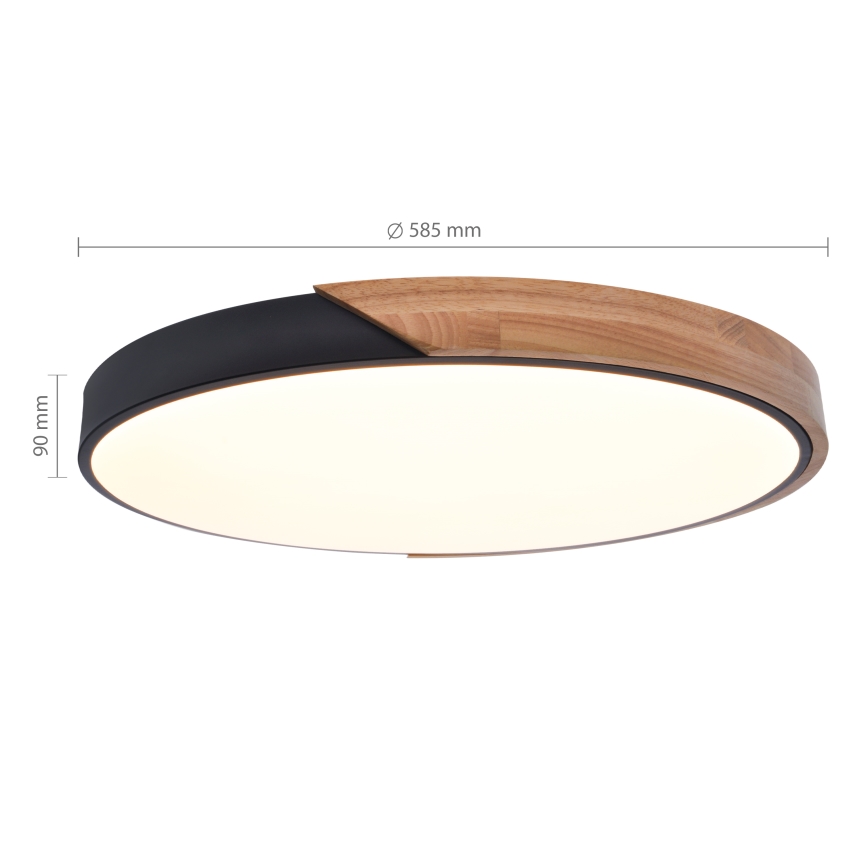 Brilagi - Plafoniera LED dimmerabile PILANA LED/60W/230V 3000-6500K rovere/nero diam. 58,5 cm + telecomando