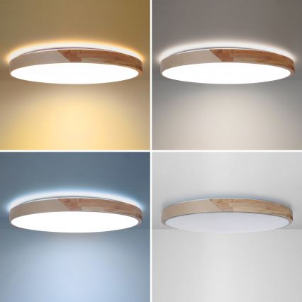 BRILAGI - Plafoniera LED dimmerabile PILANA LED/72W/230V 3000-6500K rovere/beige Ø 80 cm + telecomando