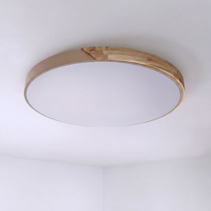 BRILAGI - Plafoniera LED dimmerabile PILANA LED/72W/230V 3000-6500K rovere/beige Ø 80 cm + telecomando
